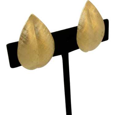 Napier Brushed Goldtone Metal Leaf Earrings - image 1