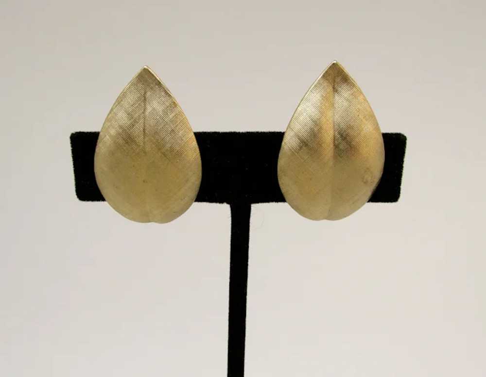 Napier Brushed Goldtone Metal Leaf Earrings - image 2