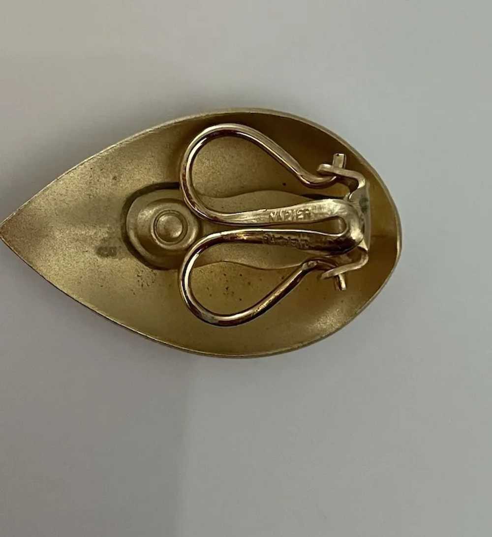 Napier Brushed Goldtone Metal Leaf Earrings - image 4