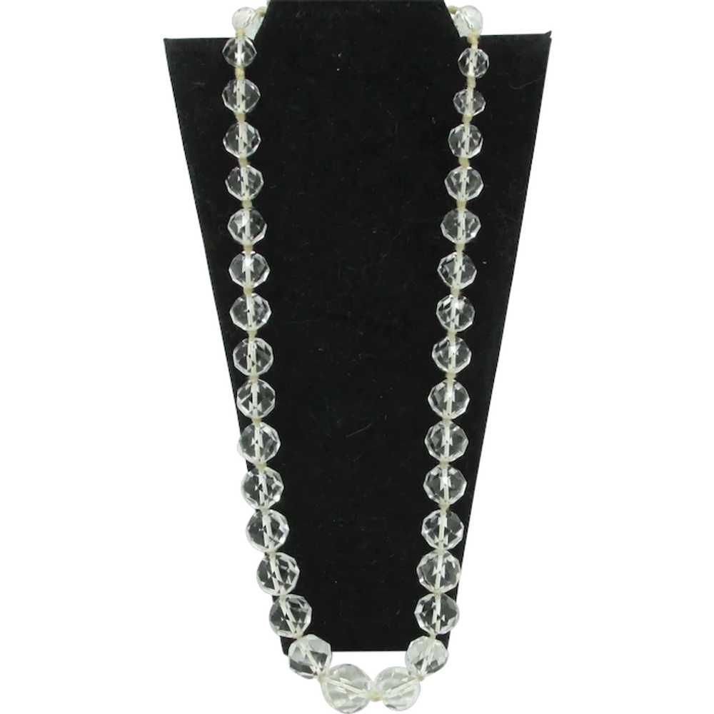 Hand Knotted Graduated Faceted Glass Bead Necklace - image 1
