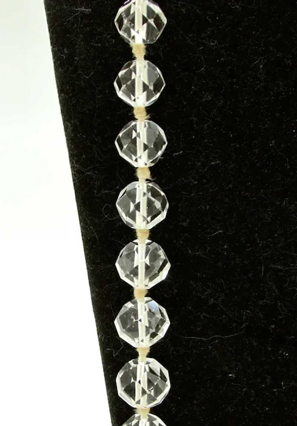 Hand Knotted Graduated Faceted Glass Bead Necklace - image 2