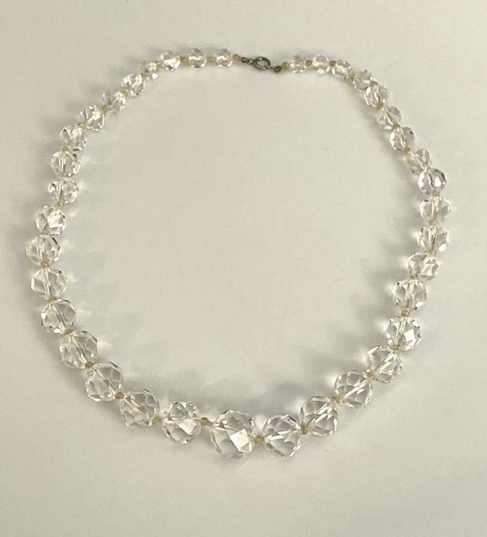 Hand Knotted Graduated Faceted Glass Bead Necklace - image 4
