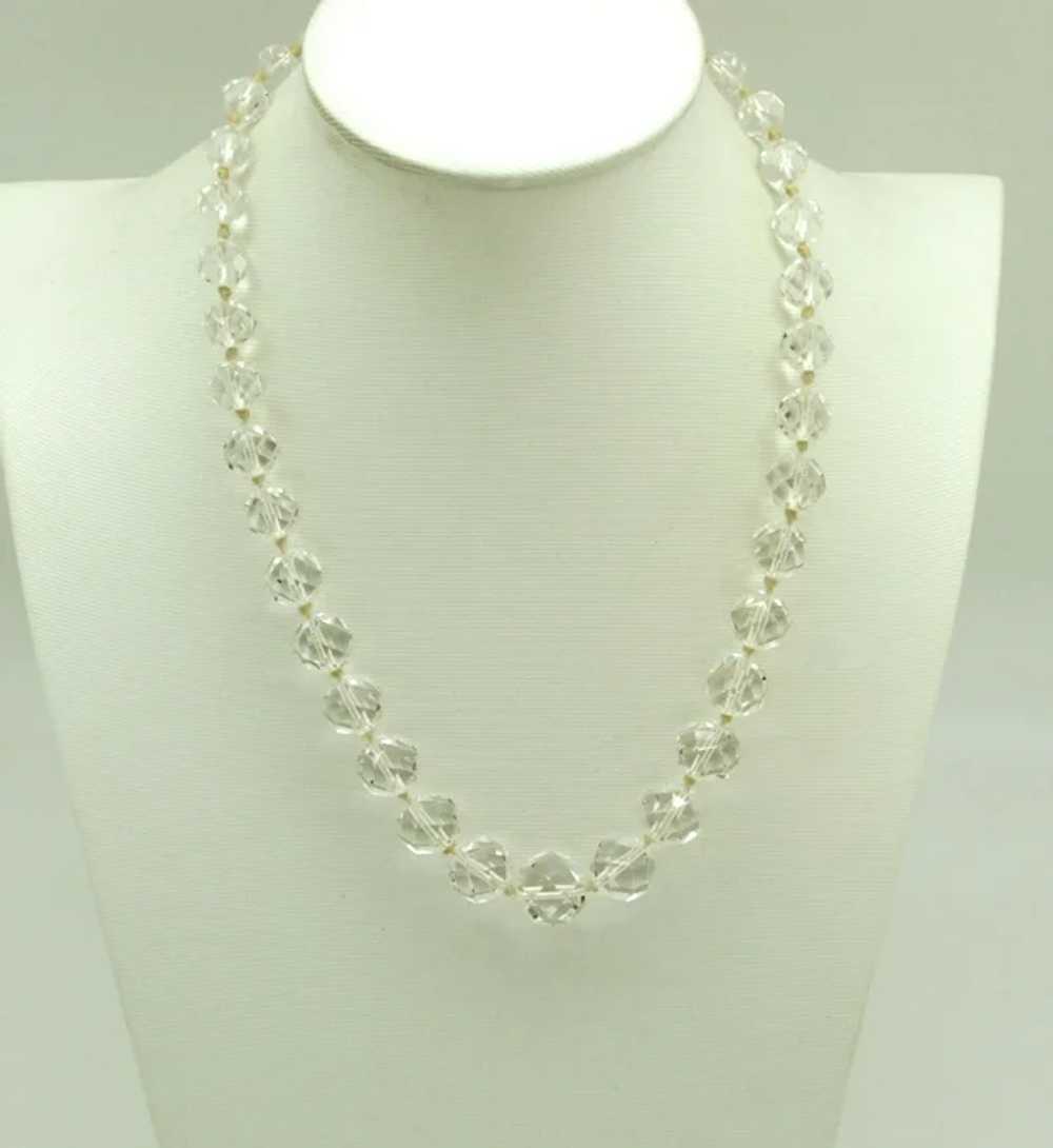 Hand Knotted Graduated Faceted Glass Bead Necklace - image 5