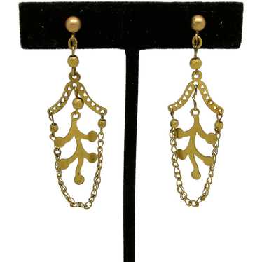 Dangling Leaf Inside Delicate Chain Earrings - image 1