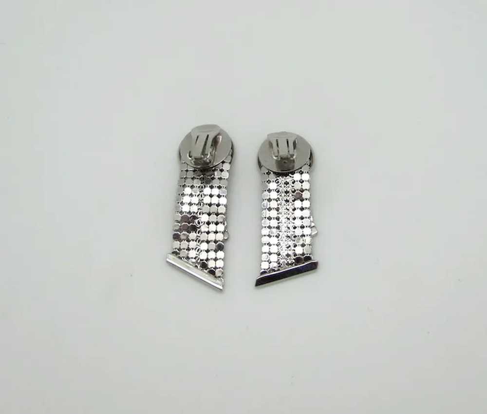 Silvertone Metal Mesh Earrings - image 3