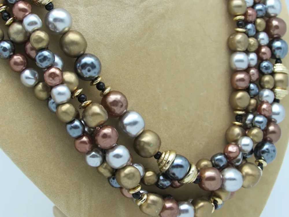 Four Strand Metallic Colored Bead Necklace - image 3