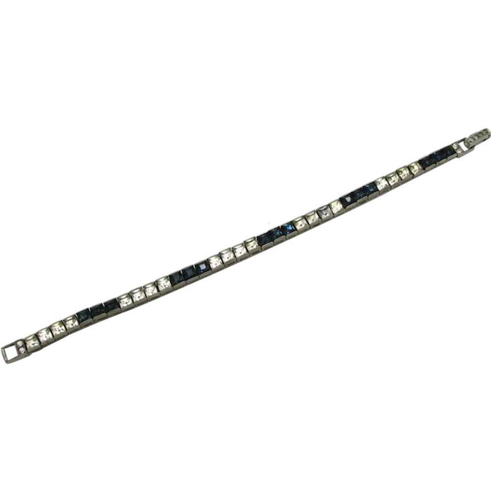 Otis Sterling Art Deco Bracelet with Blue and Cle… - image 1