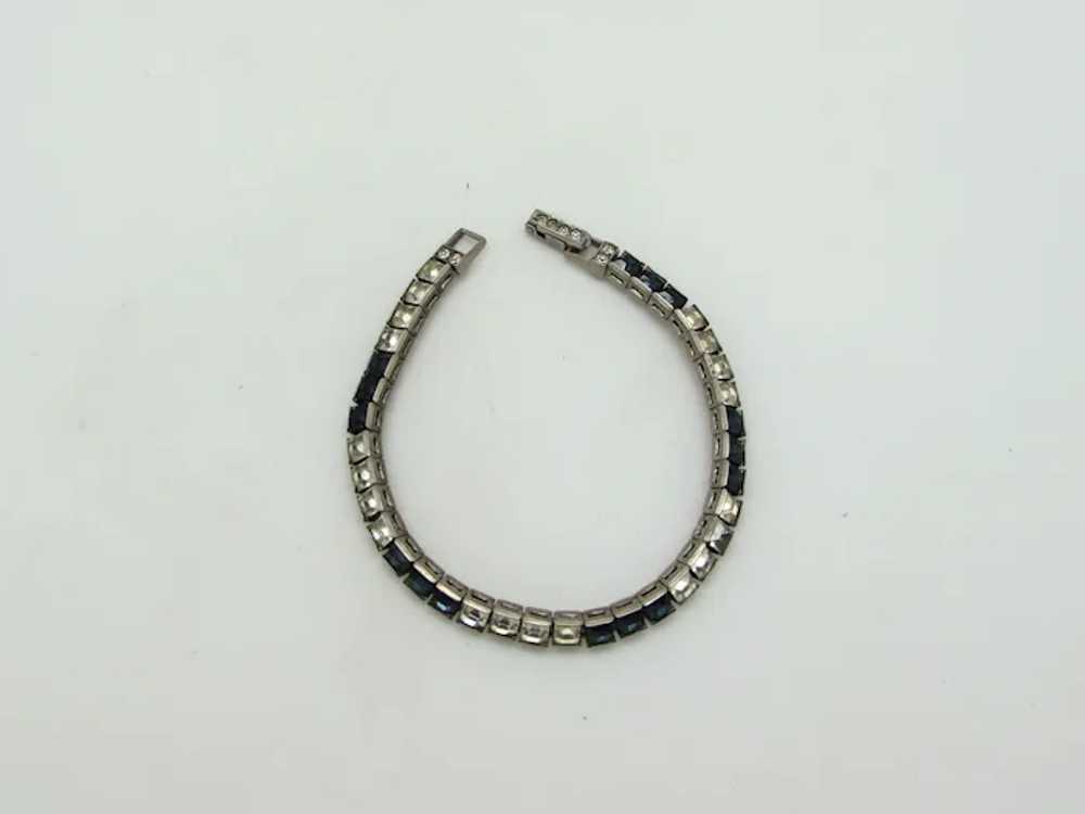 Otis Sterling Art Deco Bracelet with Blue and Cle… - image 2