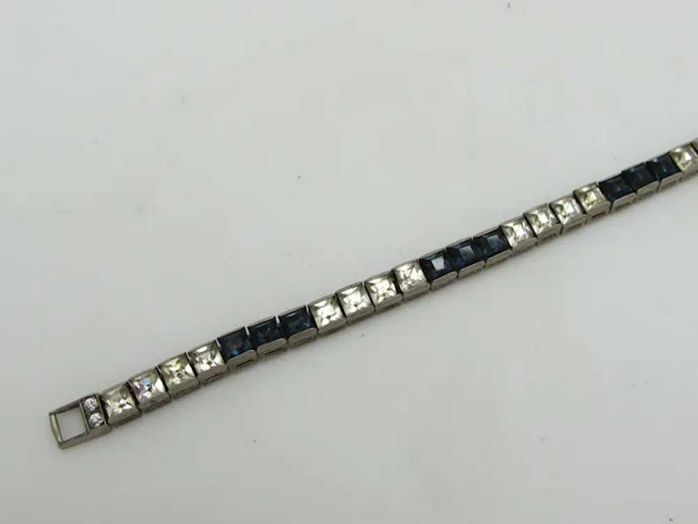Otis Sterling Art Deco Bracelet with Blue and Cle… - image 8