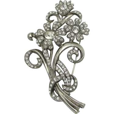 Art Deco Rhinestone Flower Brooch *Book Piece*