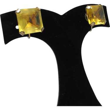 Citrine Faceted Glass Earrings - image 1