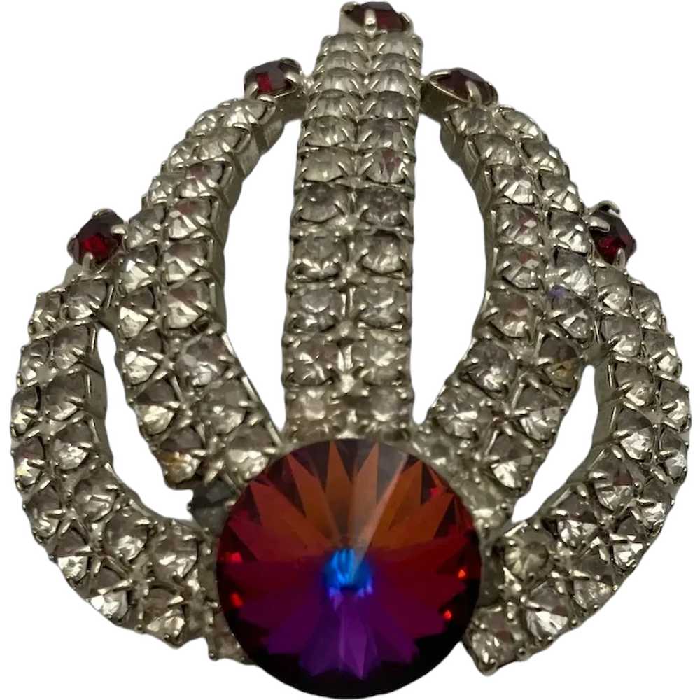 Elegant Vintage Diamanté and Red Rhinestone Fashi… - image 1