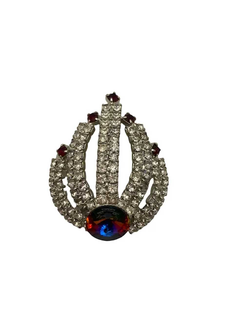 Elegant Vintage Diamanté and Red Rhinestone Fashi… - image 2