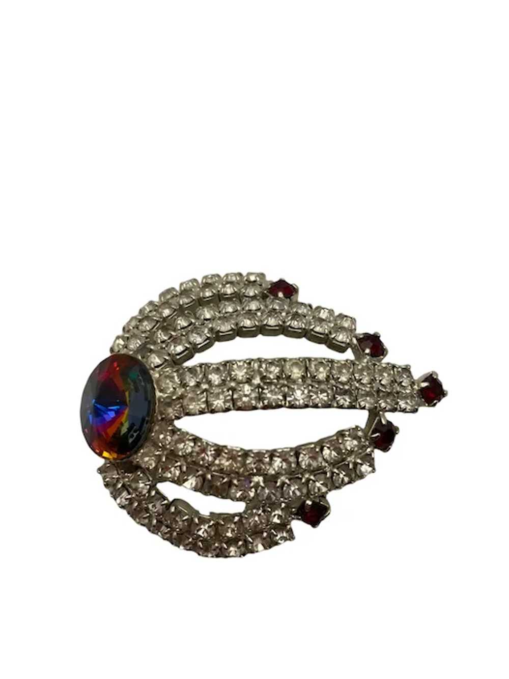 Elegant Vintage Diamanté and Red Rhinestone Fashi… - image 3