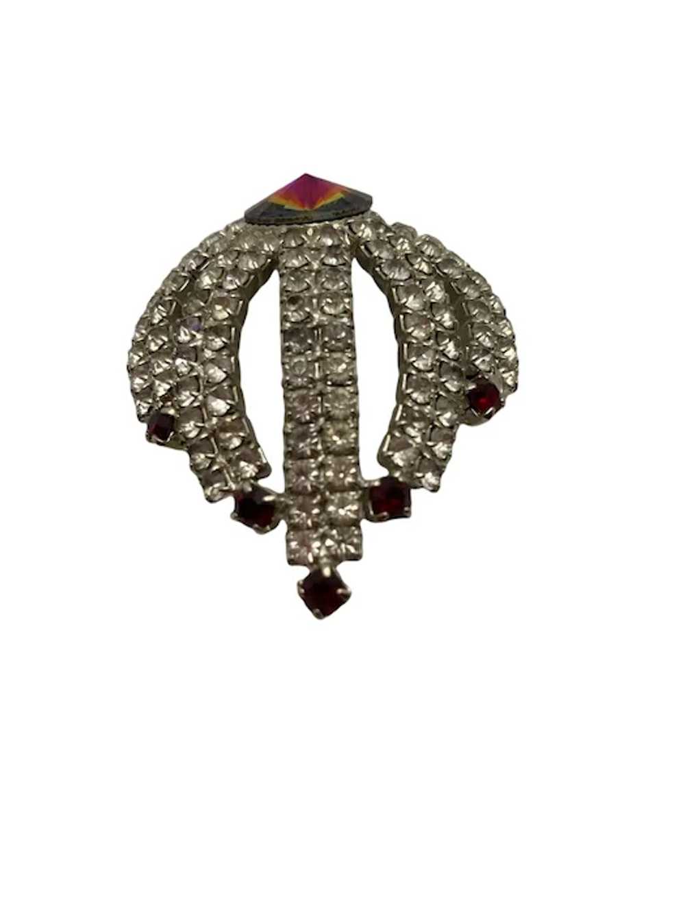Elegant Vintage Diamanté and Red Rhinestone Fashi… - image 5
