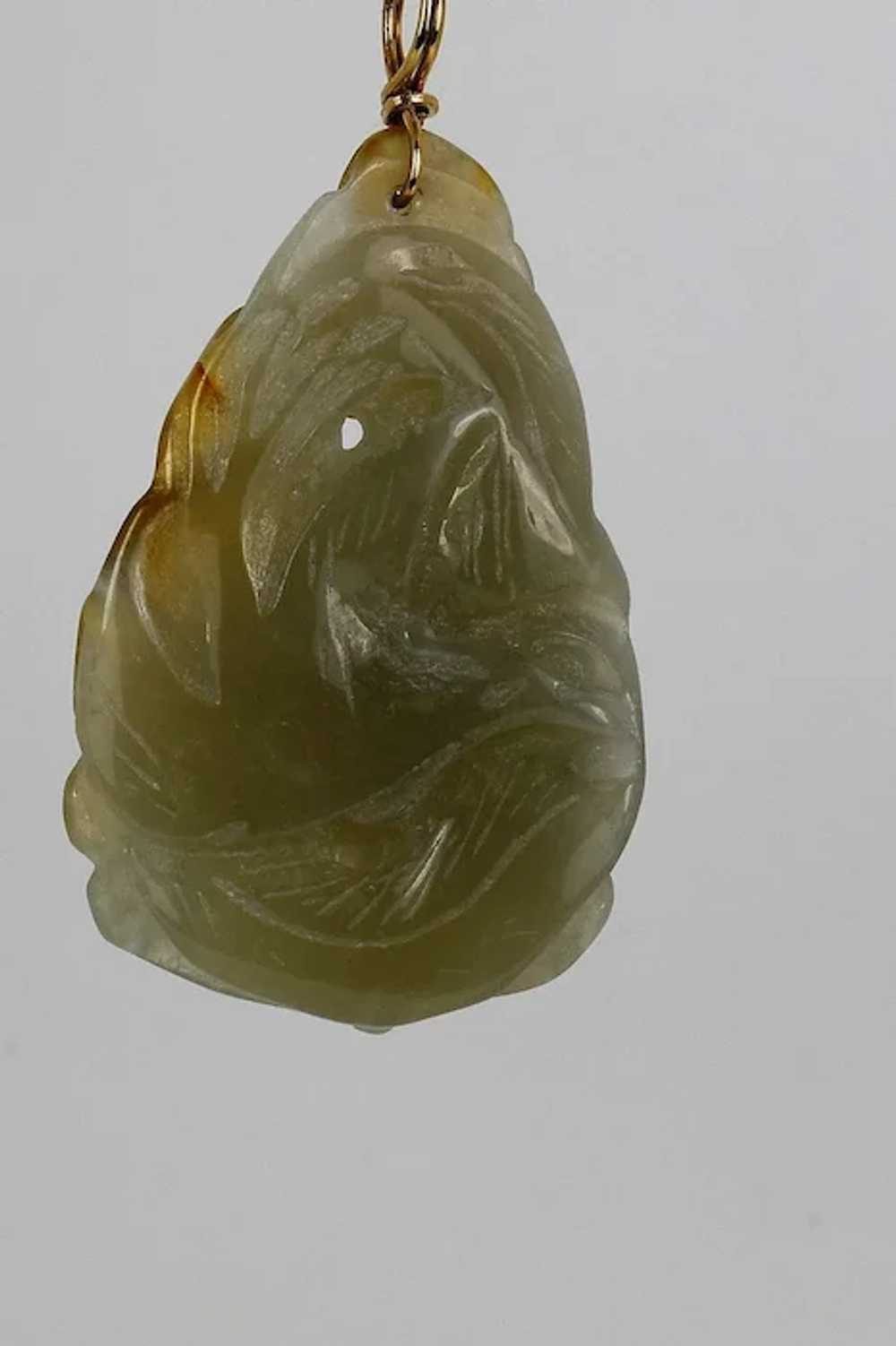 14kt Yellow Gold Jade (Jadeite) Pendant, Vintage - image 3