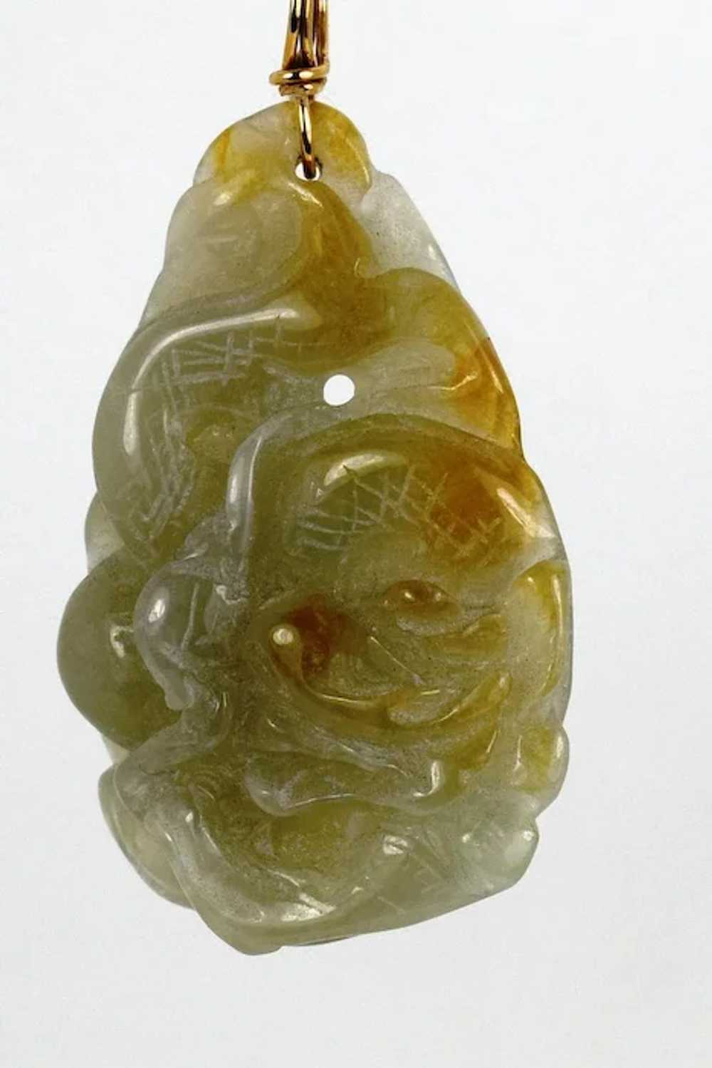 14kt Yellow Gold Jade (Jadeite) Pendant, Vintage - image 6