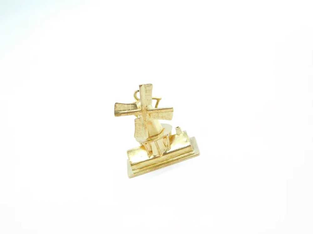 Vintage Moving Windmill Charm 14k Yellow Gold 195… - image 2