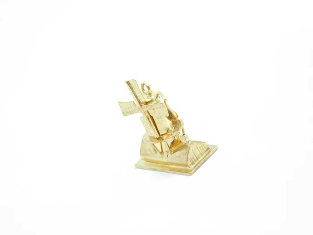 Vintage Moving Windmill Charm 14k Yellow Gold 195… - image 3