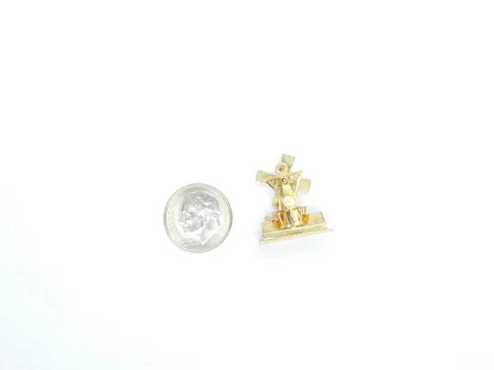 Vintage Moving Windmill Charm 14k Yellow Gold 195… - image 4