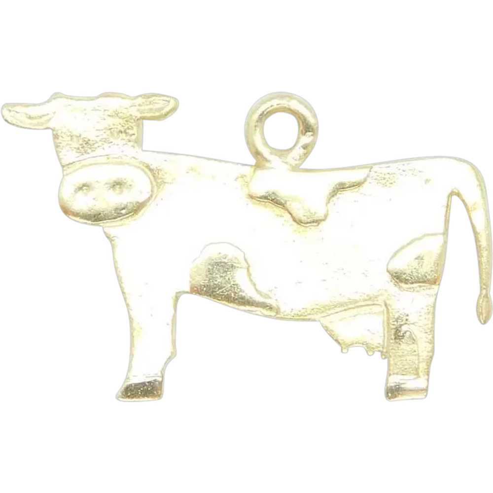 Vintage Cow Charm 14k Yellow Gold - image 1