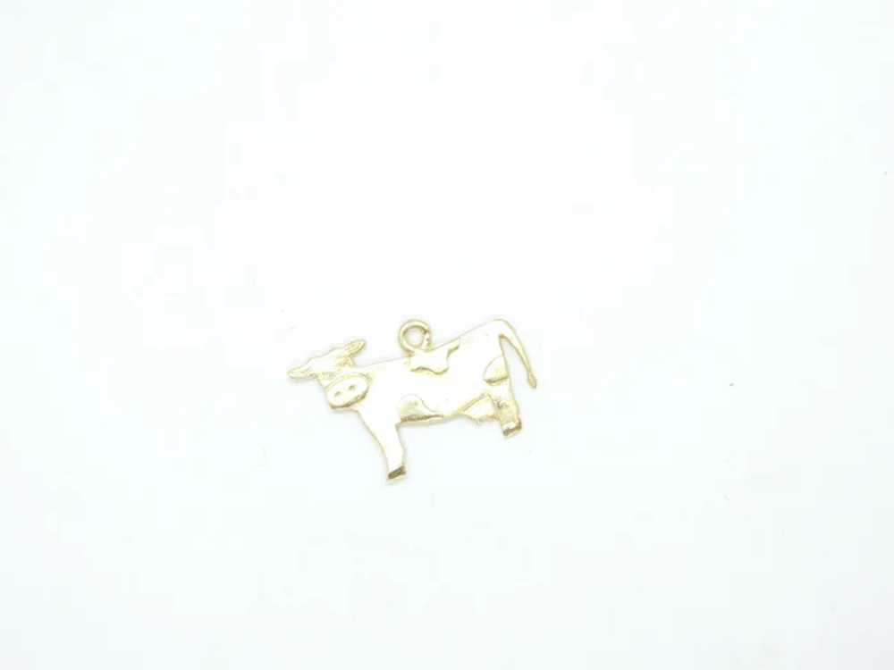 Vintage Cow Charm 14k Yellow Gold - image 2