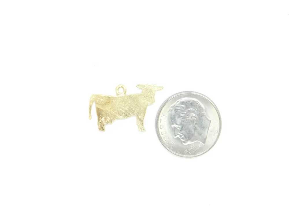 Vintage Cow Charm 14k Yellow Gold - image 3