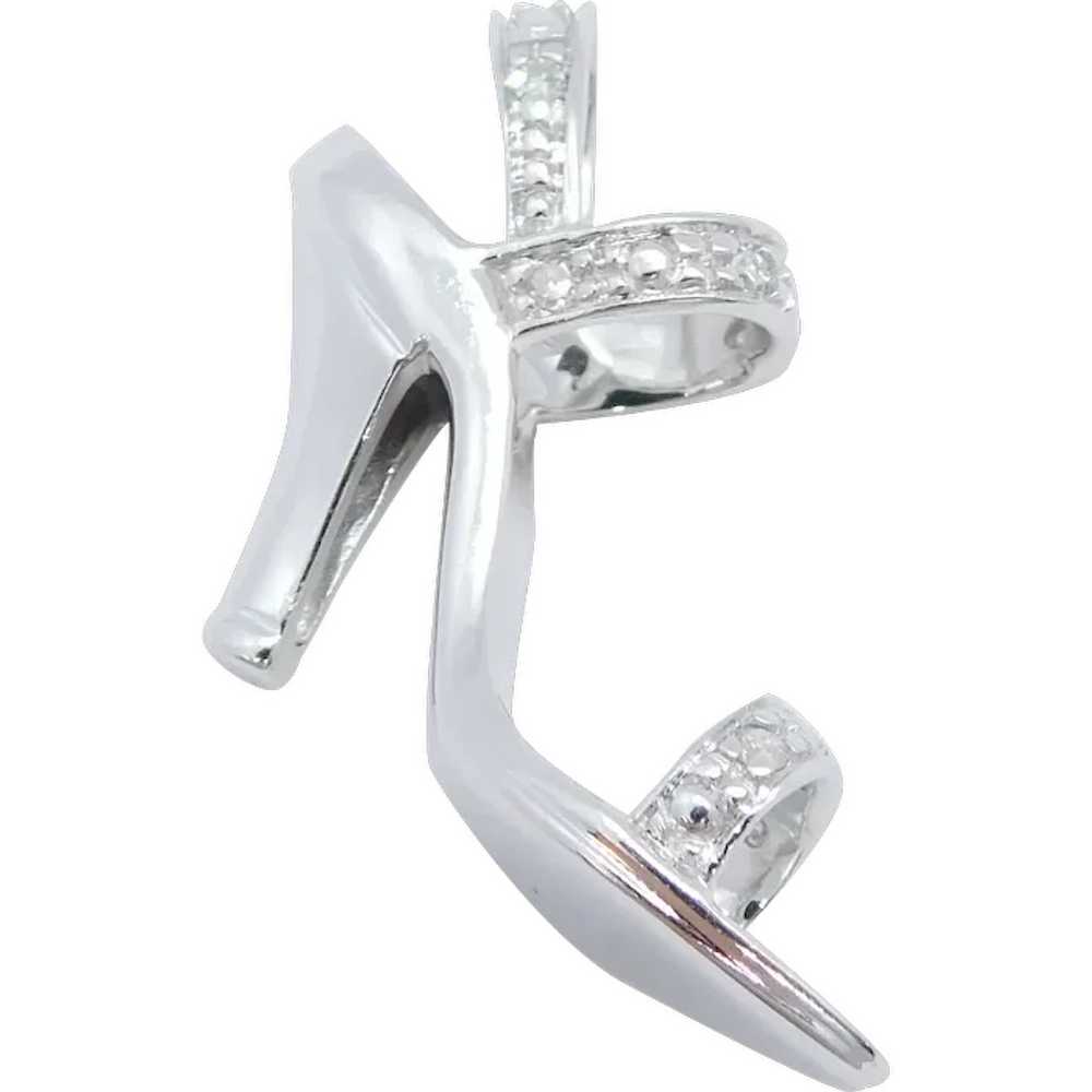 .05 ctw Diamond High Heel Sandal Charm / Pendant … - image 1