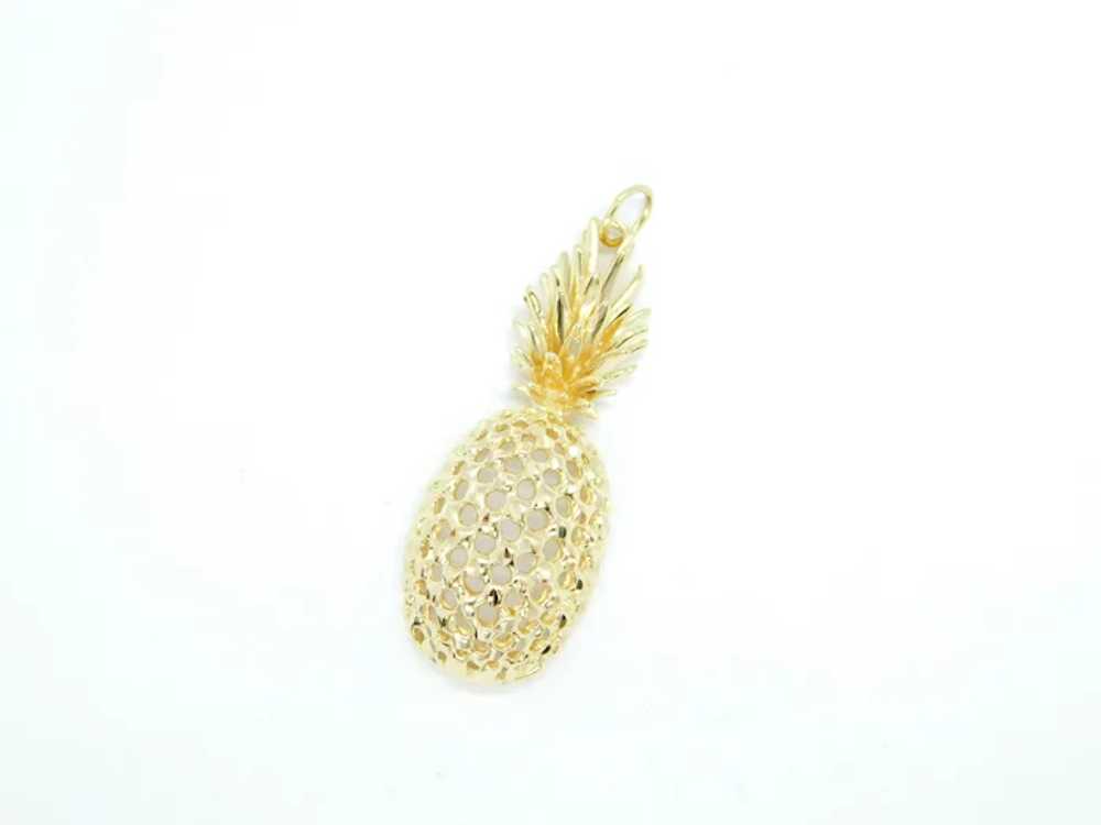 Big Pineapple Charm / Pendant 14k Yellow Gold - image 2