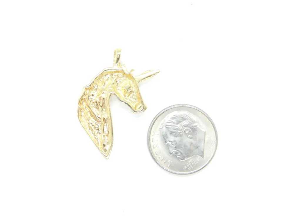 .04 Carat Diamond Unicorn Pendant 14k Yellow Gold - image 4