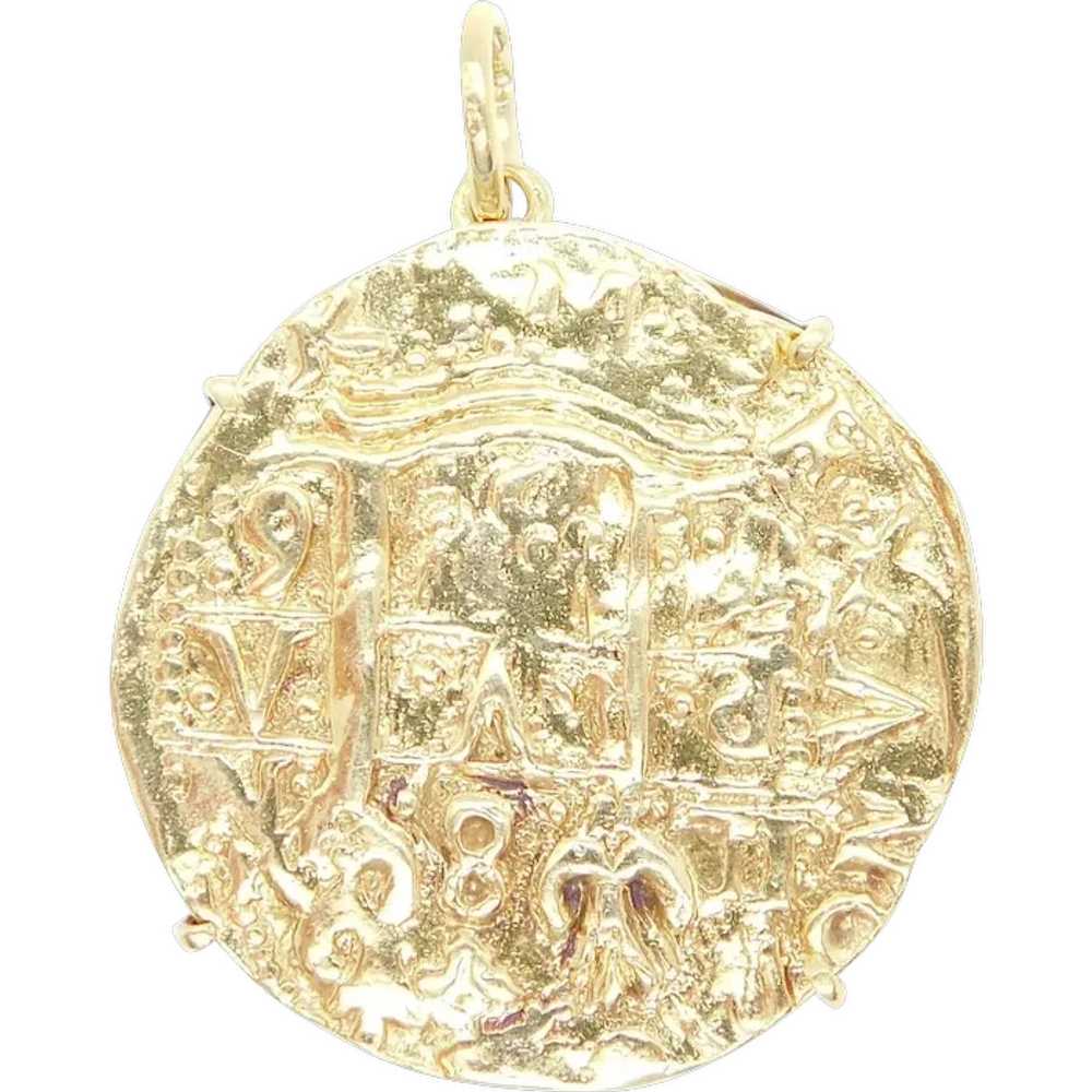 Shipwreck Coin Pendant 14k Yellow Gold - image 1