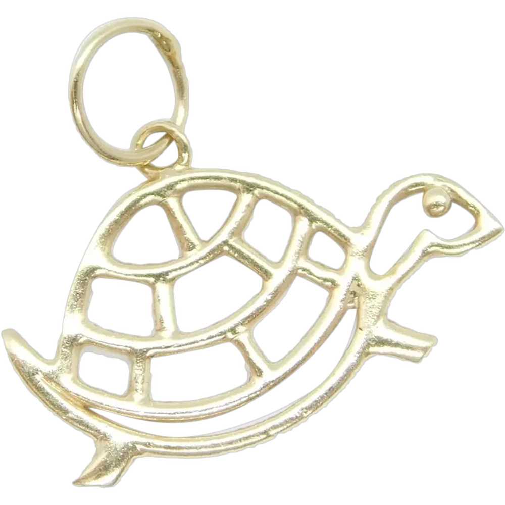 Turtle Charm 14k Yellow Gold - image 1