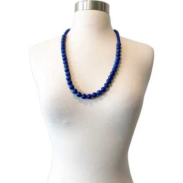 299 vintage Lapis lazuli bead necklace with sterl… - image 1