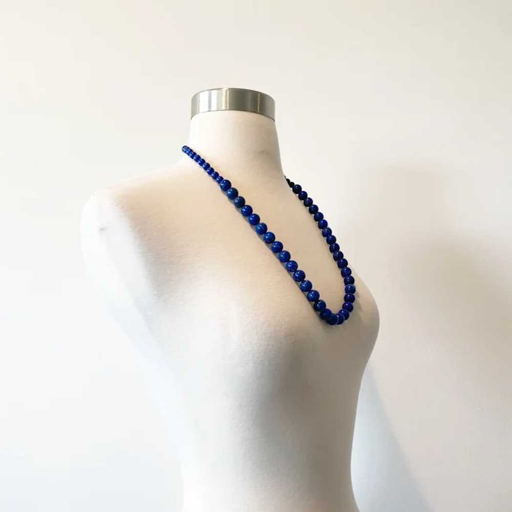 299 vintage Lapis lazuli bead necklace with sterl… - image 2