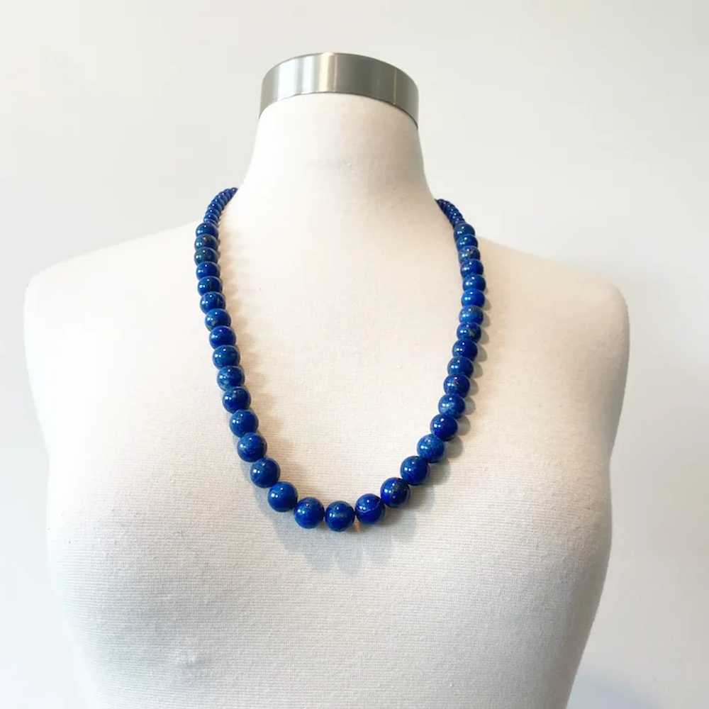 299 vintage Lapis lazuli bead necklace with sterl… - image 3