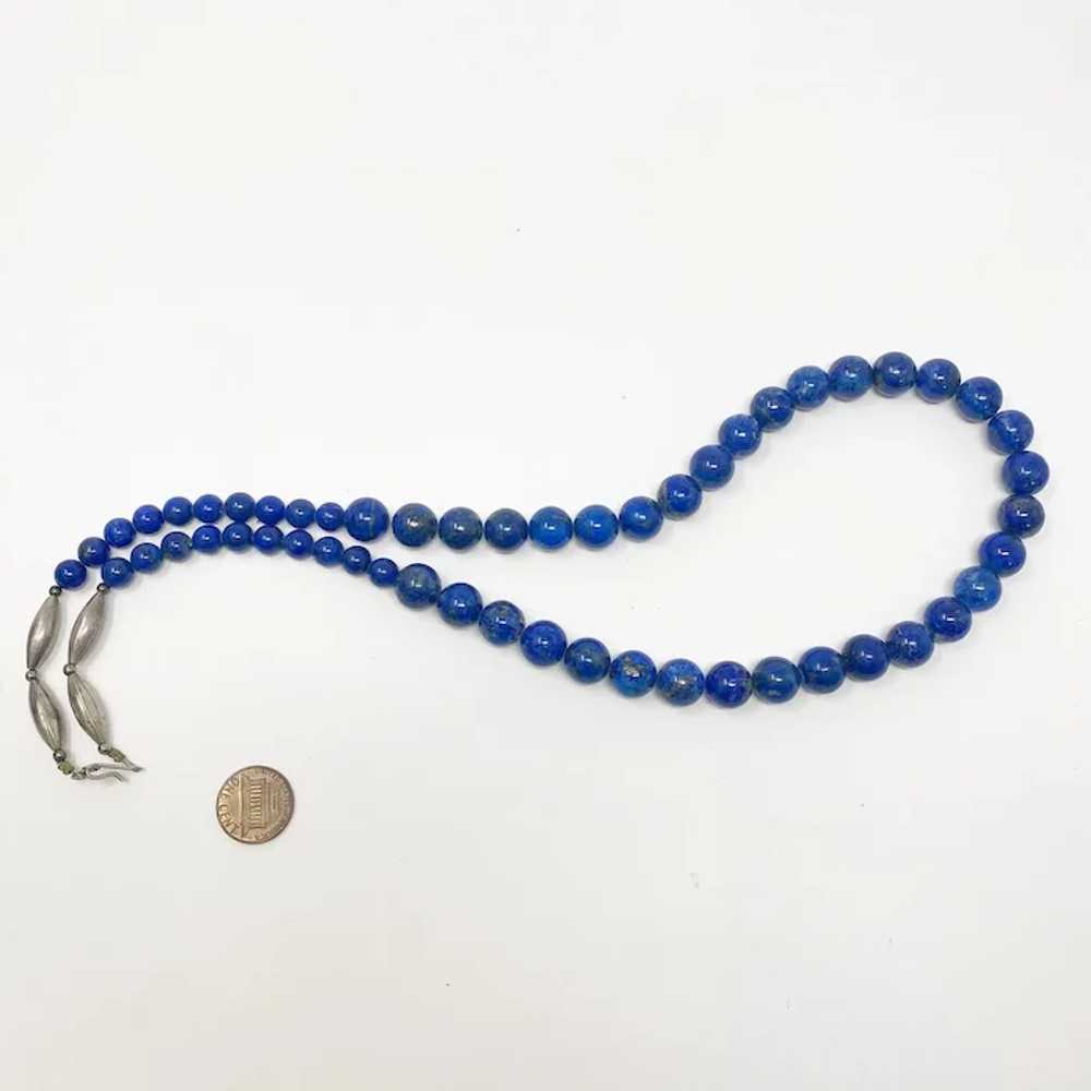 299 vintage Lapis lazuli bead necklace with sterl… - image 5