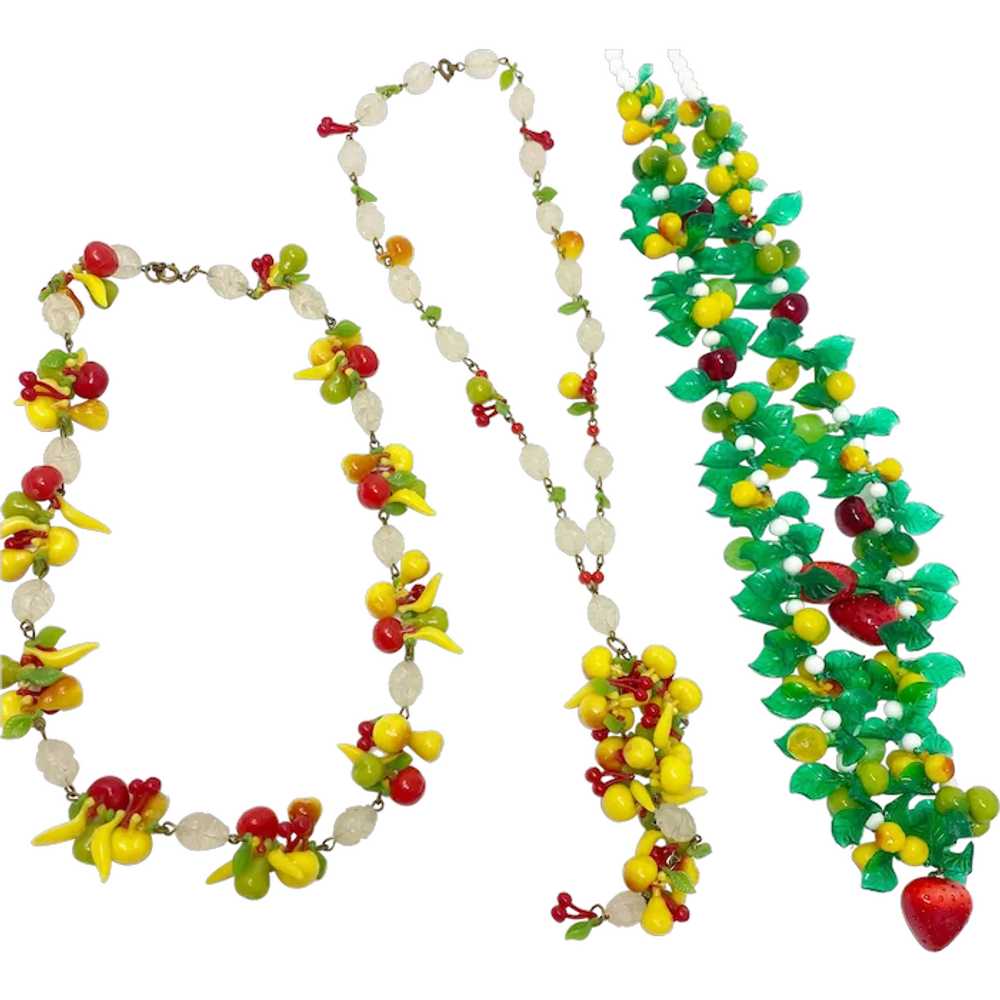 582 Set of Vintage Plastic Fruit Cluster Necklaces - image 1