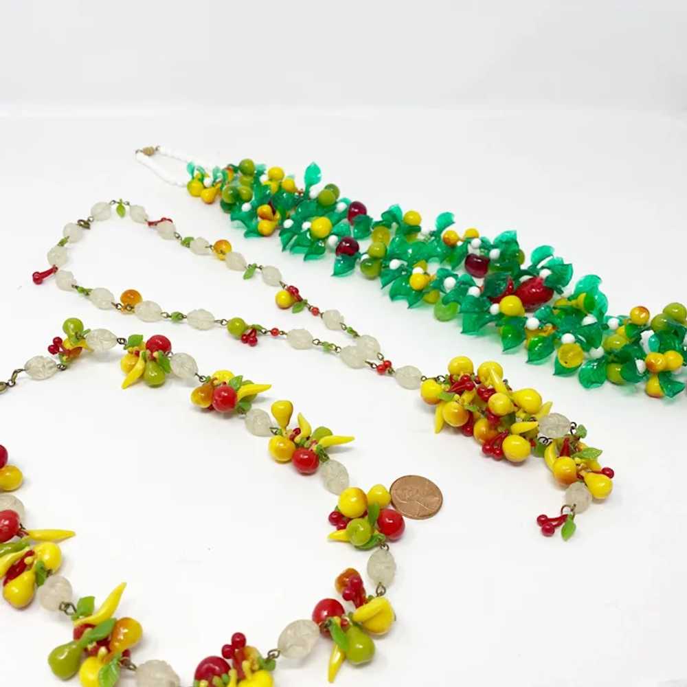 582 Set of Vintage Plastic Fruit Cluster Necklaces - image 3