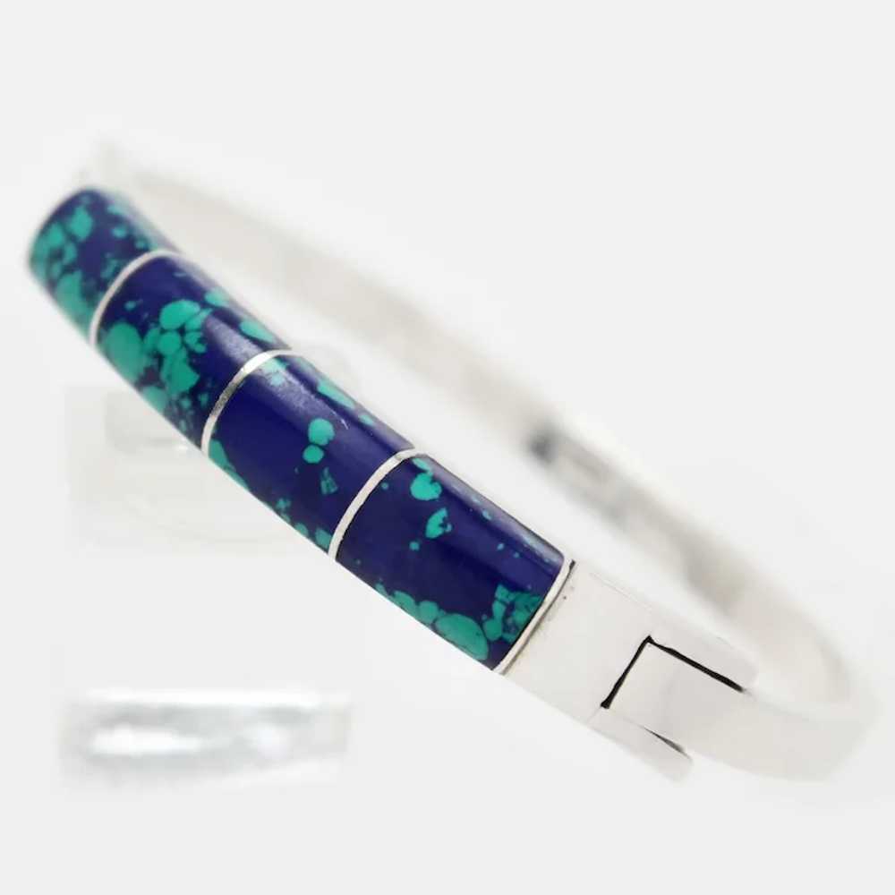 Modernist Lab Created Azurite Bracelet 950 Silver… - image 2