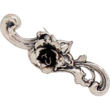 JewelArt Floral Motif Sterling Silver Brooch Pin c