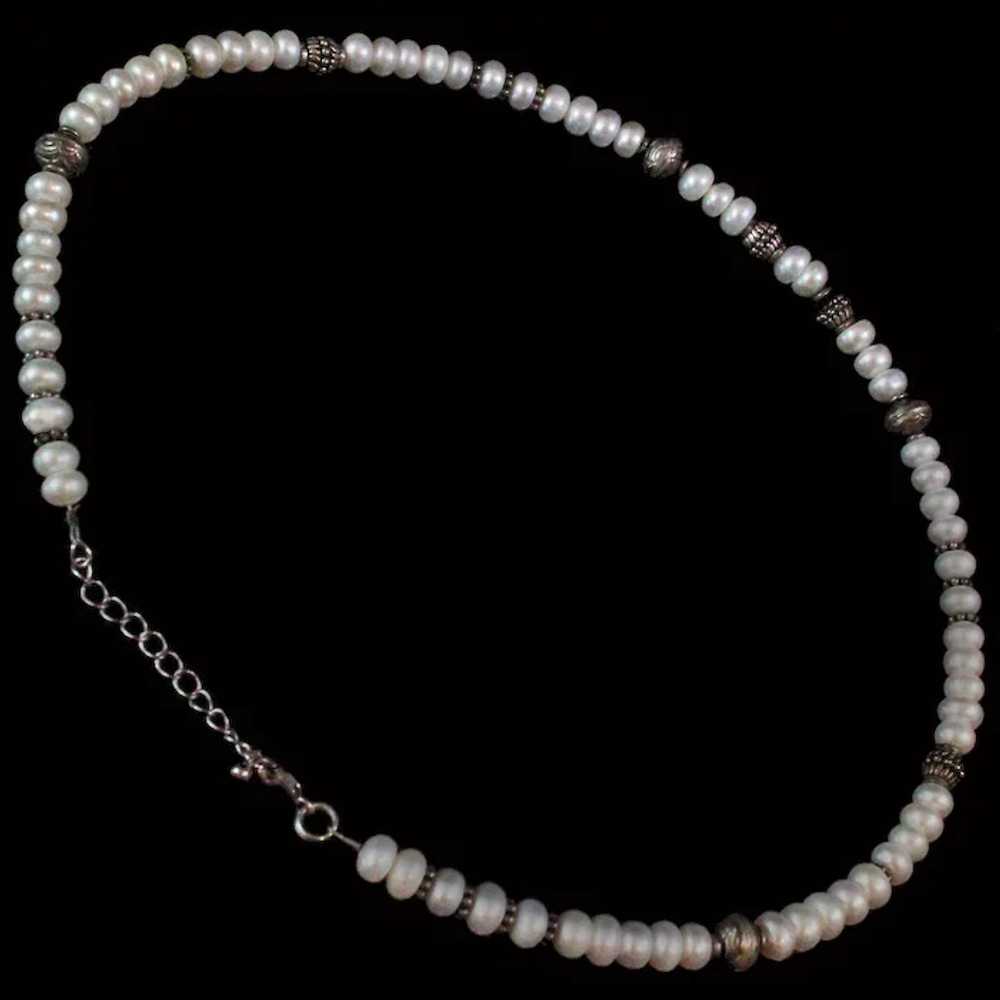 AA FW Button Pearl Sterling Necklace Bracelet c19… - image 2