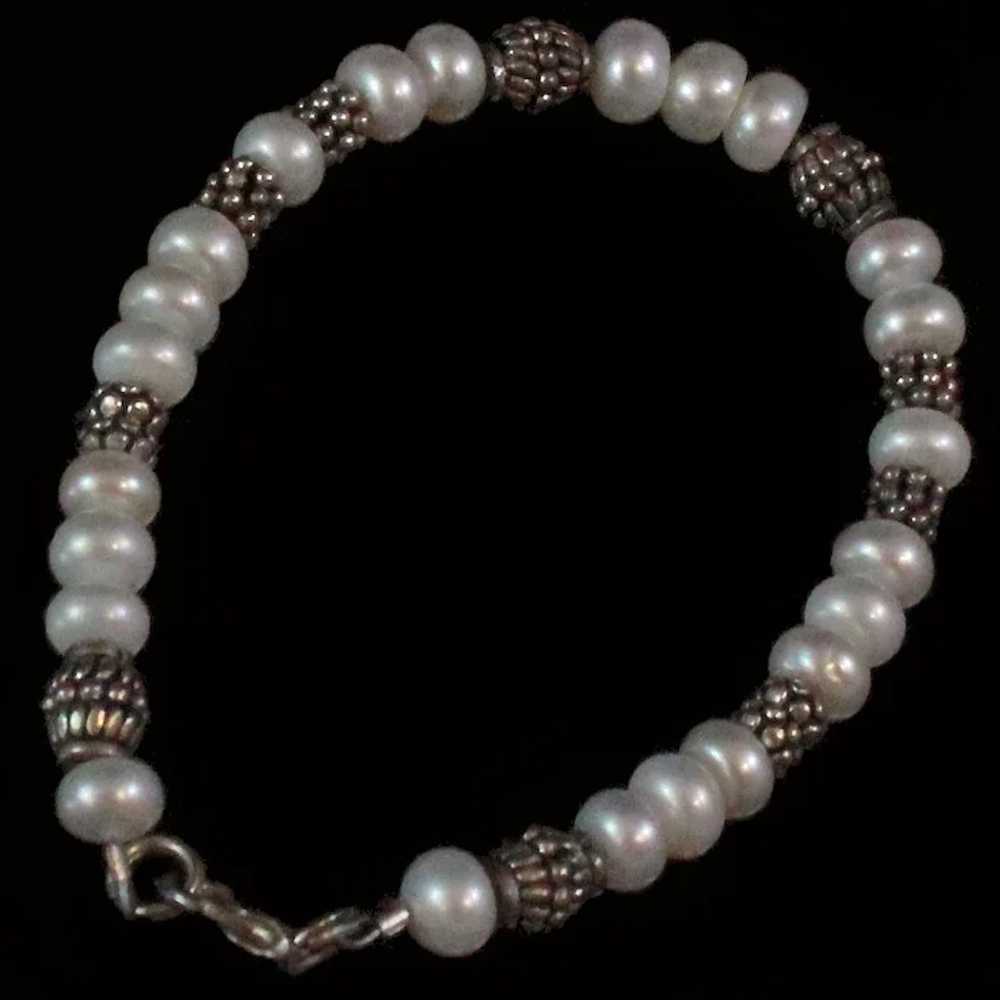 AA FW Button Pearl Sterling Necklace Bracelet c19… - image 3