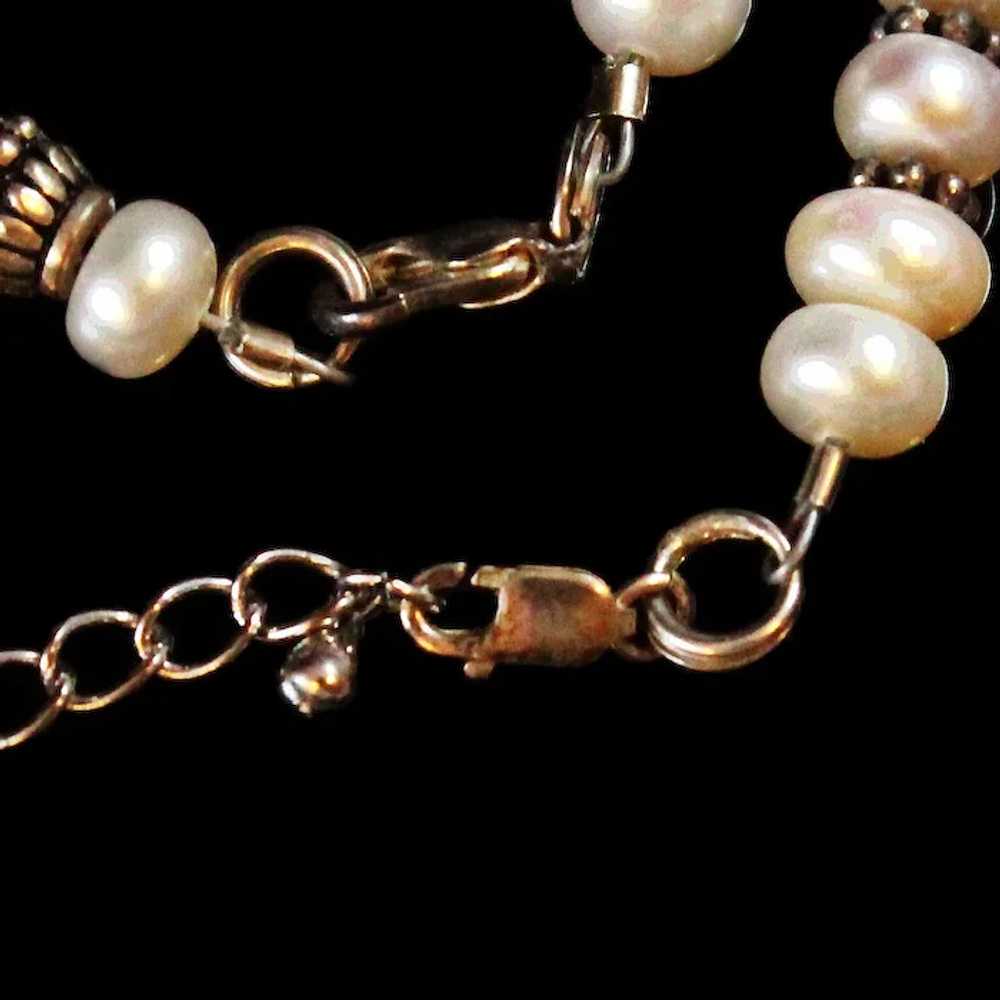 AA FW Button Pearl Sterling Necklace Bracelet c19… - image 5