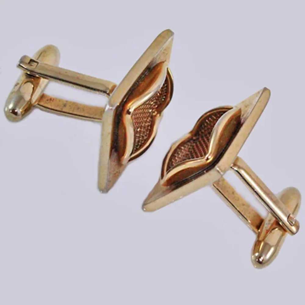 Art Deco 22K Gold Plate Cuff Links c1940s - image 2