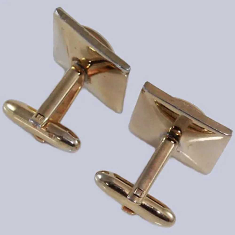 Art Deco 22K Gold Plate Cuff Links c1940s - image 3