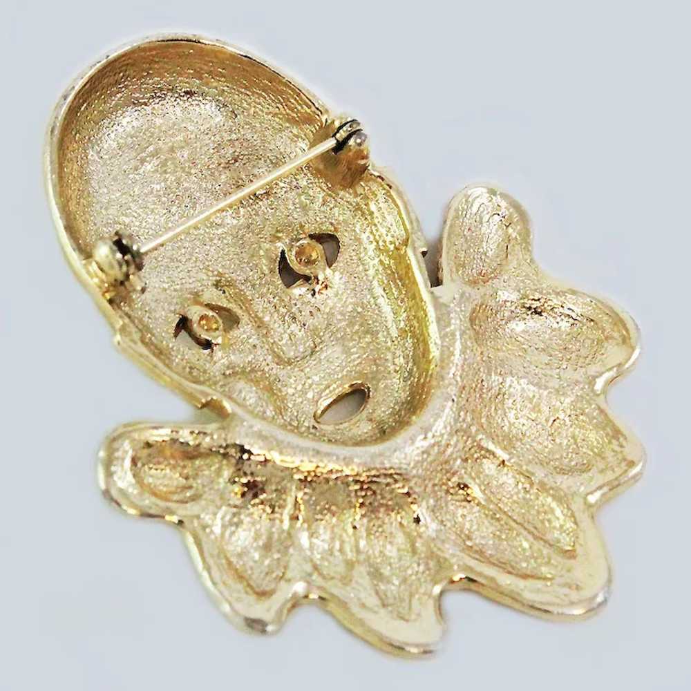 Pierrot Clown  Face Gold Silver Tone Brooch Pin c… - image 2