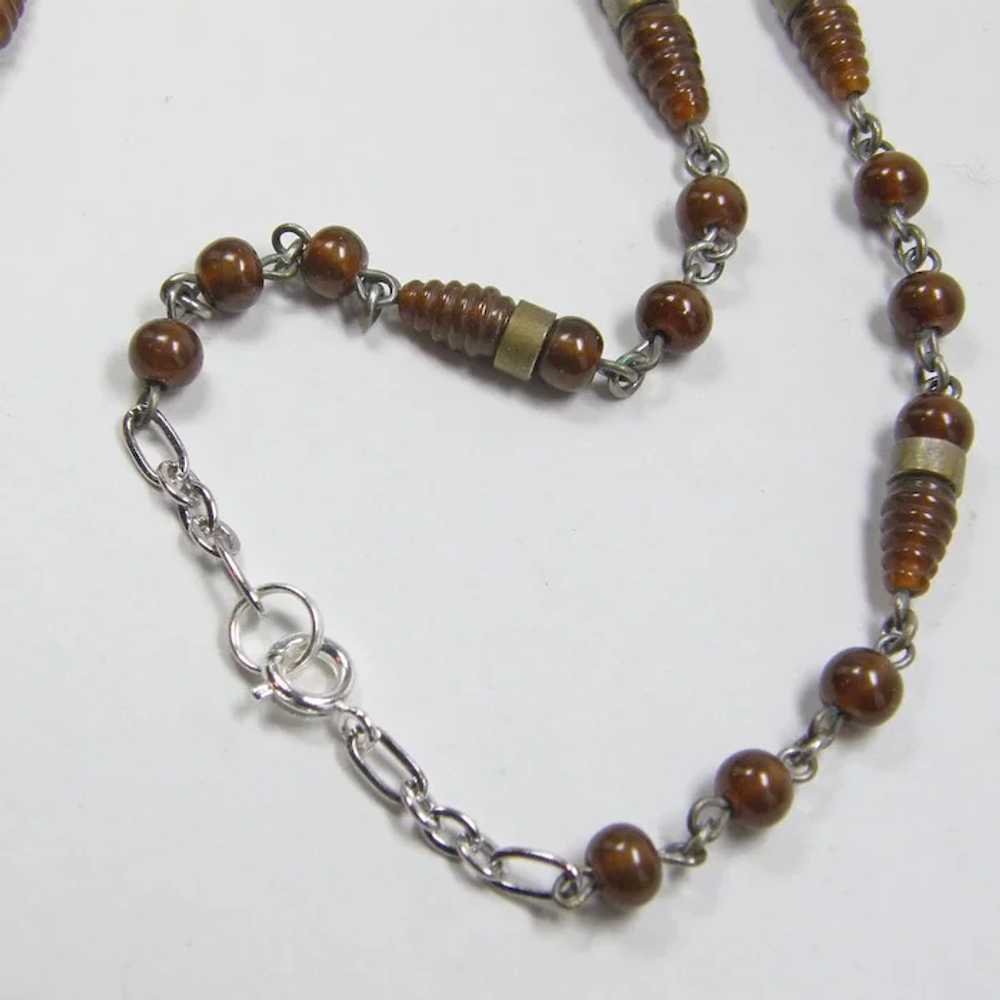 Czech Necklace 1930s unusual Copper Brown Glass S… - image 6