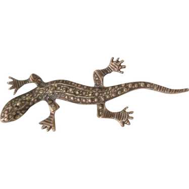 Vintage Sterling Marcasite small Gecko Lizard Broo