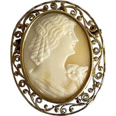 14K Yellow Gold Framed Cameo