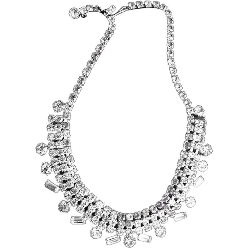 Exquisite Clear Vintage Rhinestone Necklace - image 1